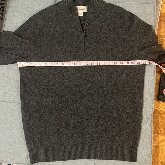 dartmoor Men’s Sweater Gray 100% Cashmere Half Zip - Picture 4 of 5